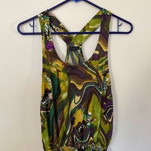 Green abstract mini Dress with pockets